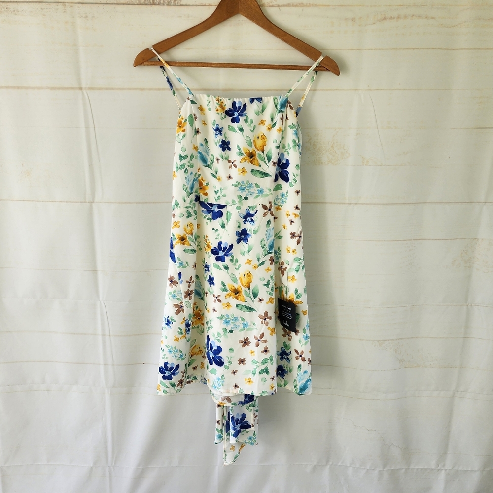 Lulus Bow Figure Ivory Floral Print Mini Dress - Picture 3 of 11